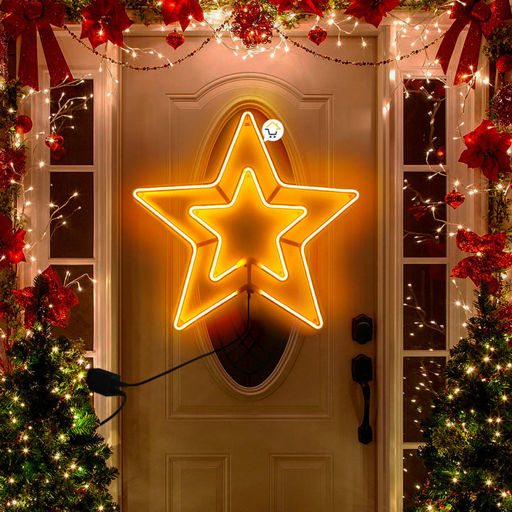 Estrella Luz Neón 5 Puntas Ventana Puerta Navidad 2202