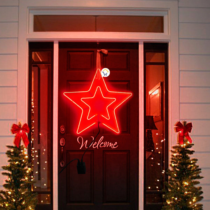 Estrella Luz Neón 5 Puntas Ventana Puerta Navidad 2202