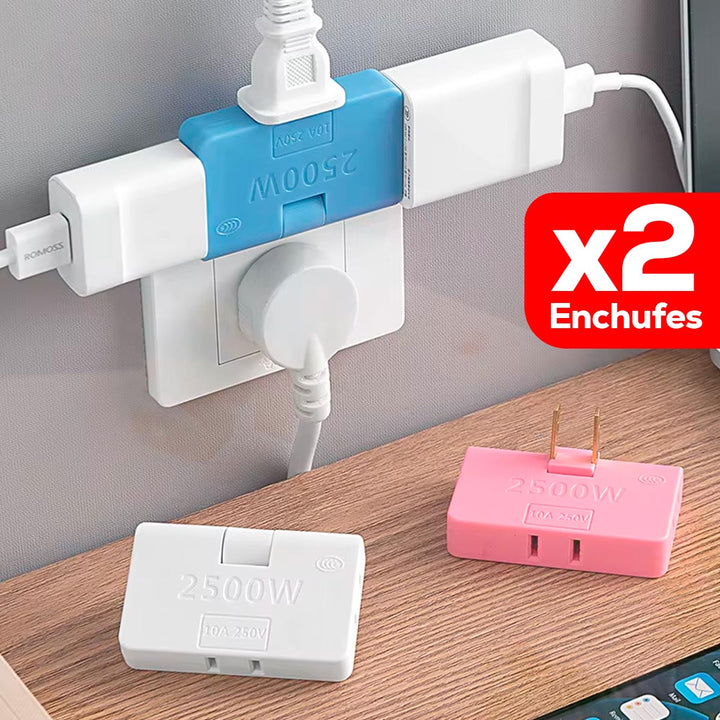 Adaptador 3 Salidas X2 Toma Corriente Enchufe Plegable 180 Grados W1210
