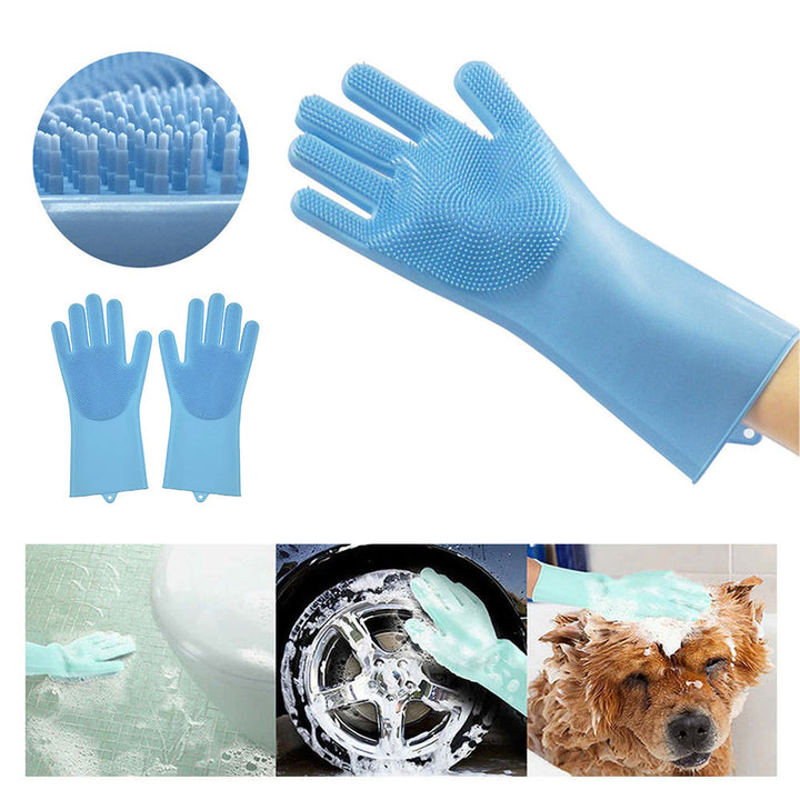Guantes Silicona Multiusos Lava Vajilla Platos Baño Mascotas HD4838