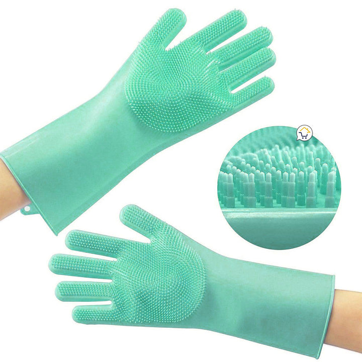 Guantes Silicona Multiusos Lava Vajilla Platos Baño Mascotas HD4838