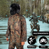 Impermeable Moto Camuflado 2 Piezas Chaqueta Capucha + Pantalón + Bolso 188
