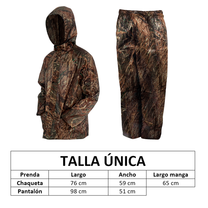 Impermeable Moto Camuflado 2 Piezas Chaqueta Capucha + Pantalón + Bolso 188