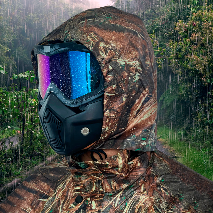 Impermeable Moto Camuflado 2 Piezas Chaqueta Capucha + Pantalón + Bolso 188