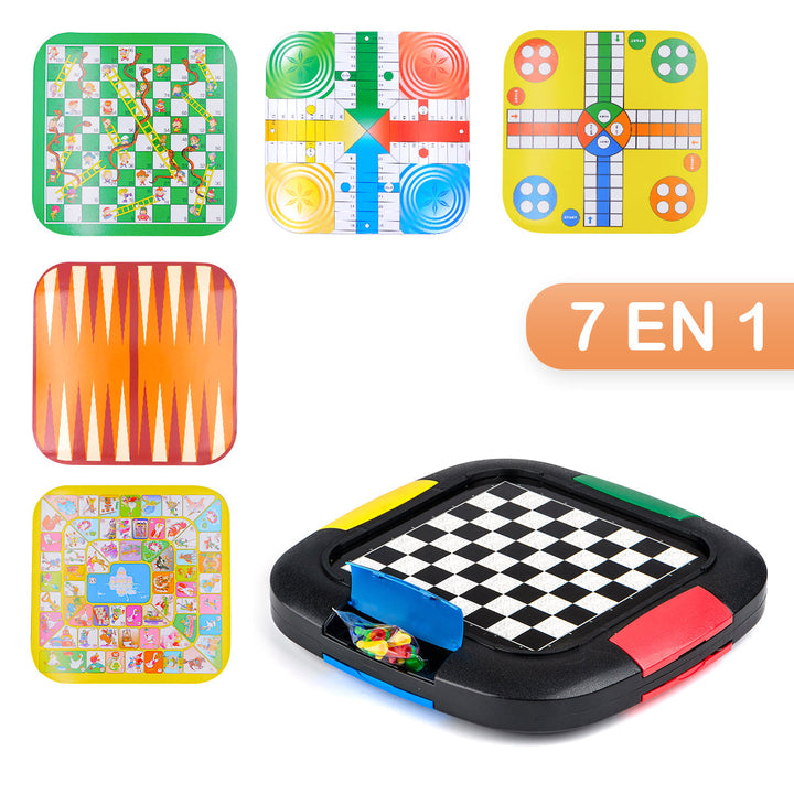 Juego De Mesa 7 En 1 Familiar Tablero Ajedrez Parques LS20