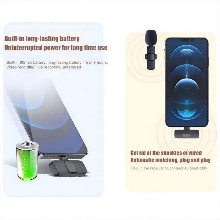 Microfono Inalambrico Recargable Solapa Doble K9