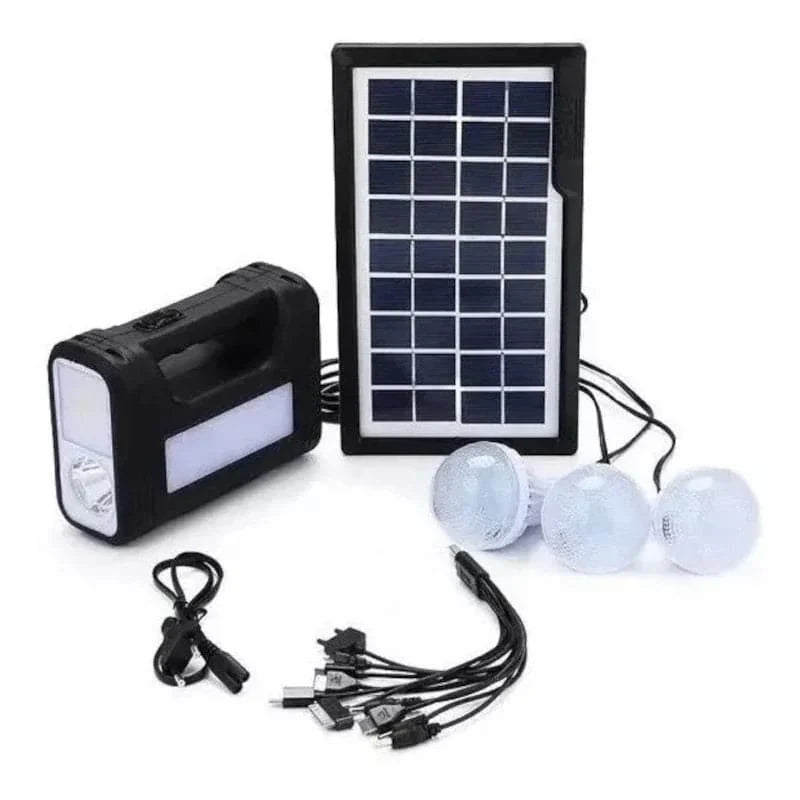 Kit de panel solar recargable + 3 bombillos parlante con bluetooth