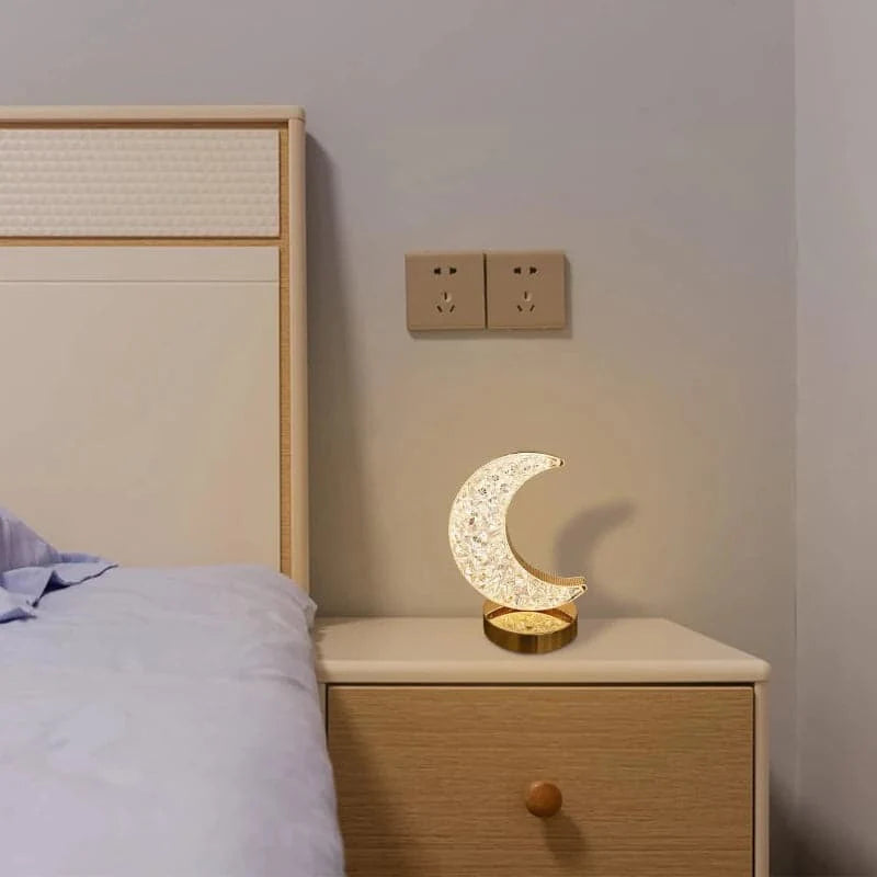 Lampara de mesa recargable con diseño de luna led táctil