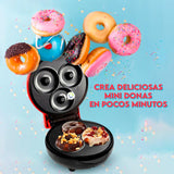 Máquina De Mini Donas Portátil x3 Donuts Waflera Antiadherente CENC-041