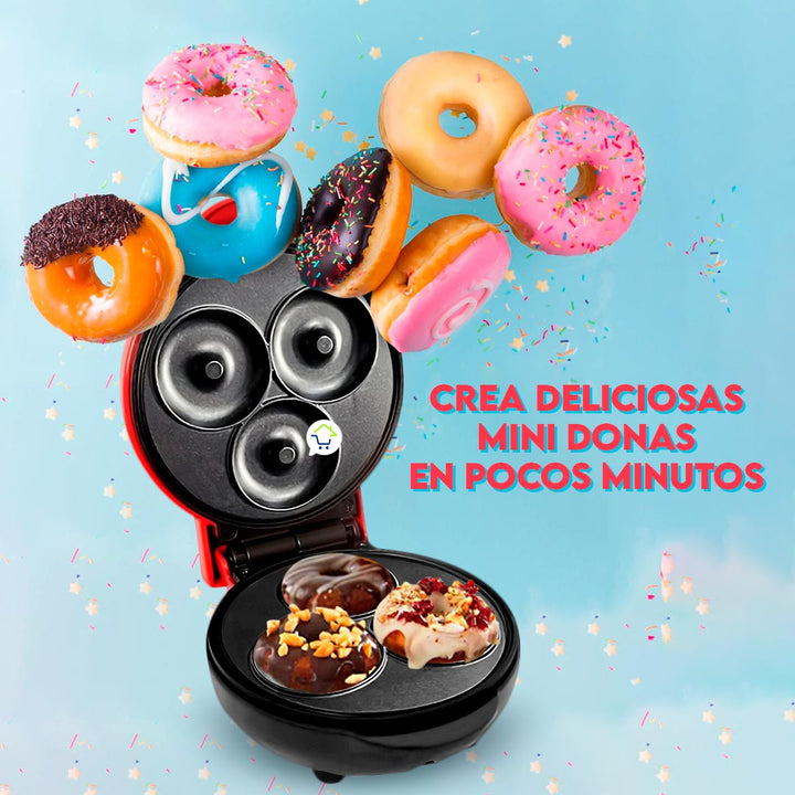 Máquina De Mini Donas Portátil x3 Donuts Waflera Antiadherente CENC-041