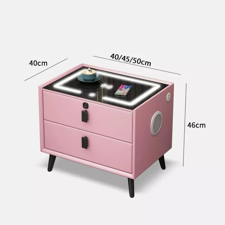 Mesa De Noche Inteligente Con Cargador Y Bocina Dos Cajones 4045