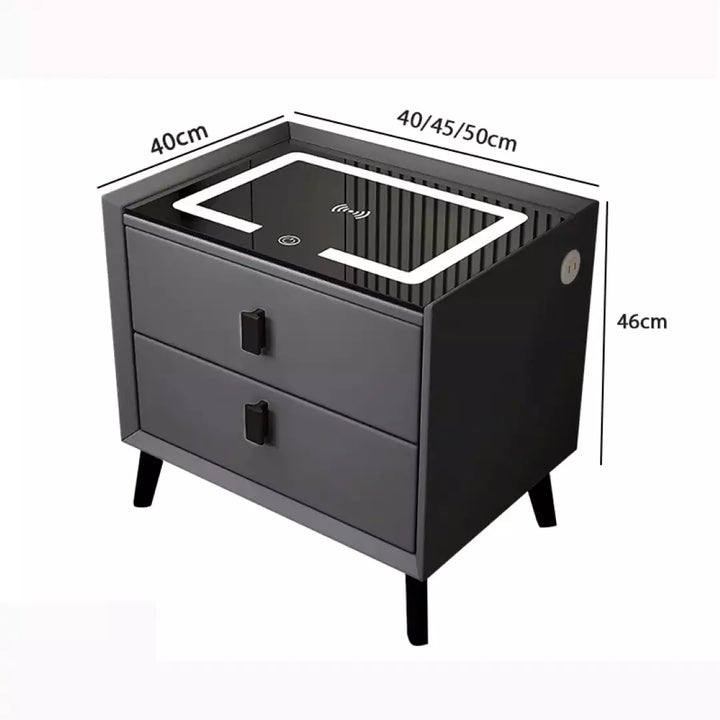 Mesa De Noche Inteligente Con Cargador Y Bocina Dos Cajones 4045