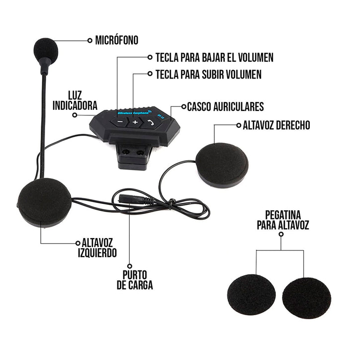 Intercomunicador Casco Moto Bluetooth Auricular Llamadas BT-12
