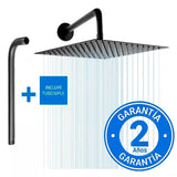 Kit Regadera Cuadrada Ducha Acero Inoxidable 20 X 20 Mas Tubo