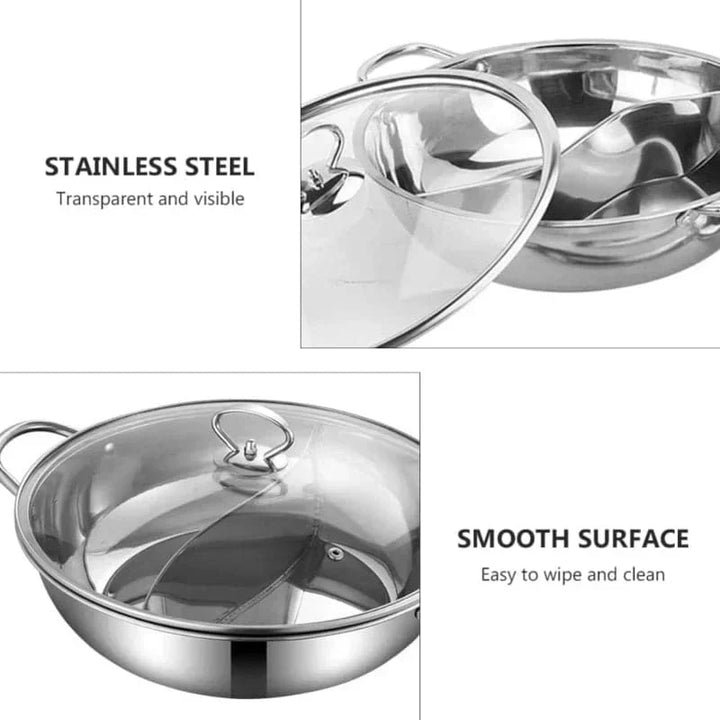 Olla de acero inoxidable doble cara con utensilios de cocina