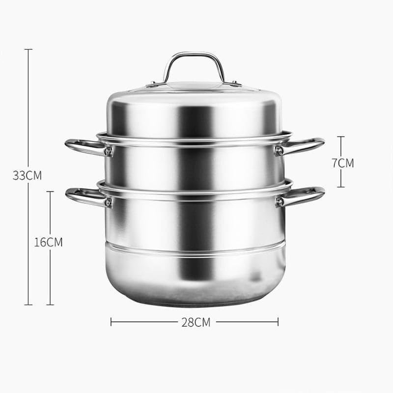 Olla Vaporizador de 3 niveles para Cocina en Acero Inox.