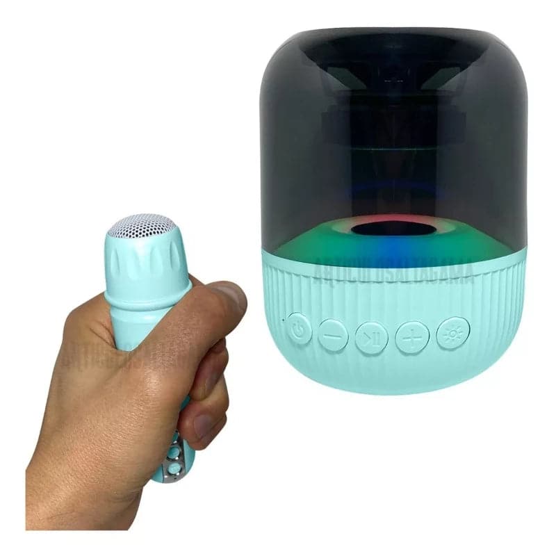 Parlante bluetooth con luz RGB para karaoke con micrófono inalámbrico 8w