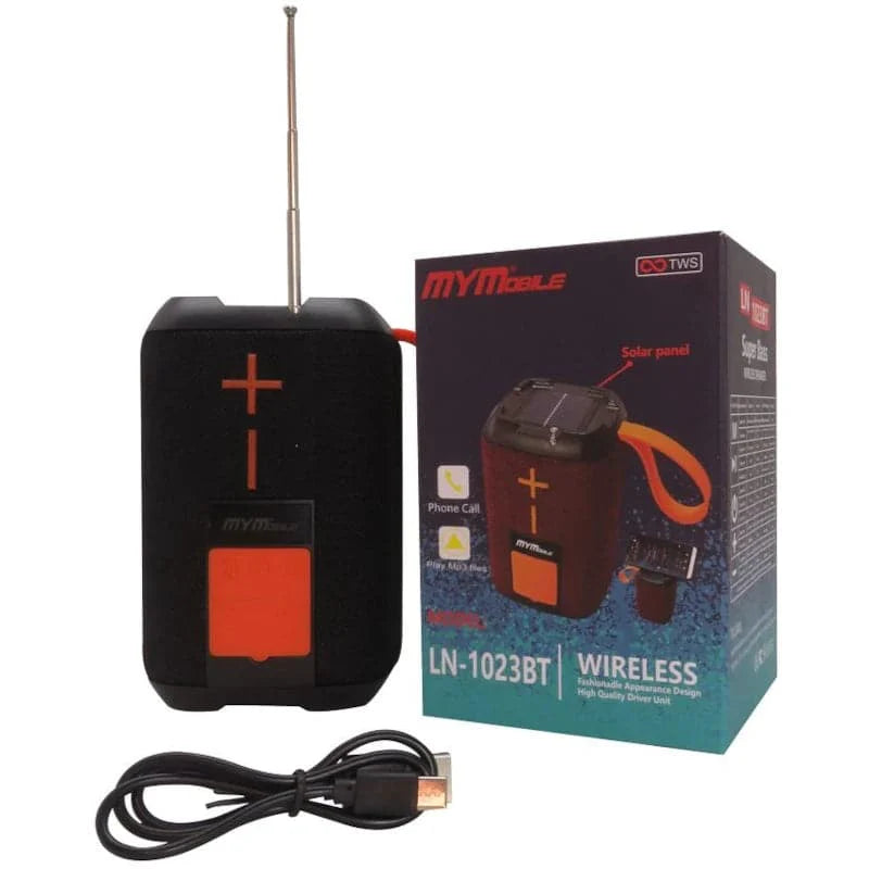 Parlante con bluetooth, USB, micro SD y antena FM con panel solar 5w