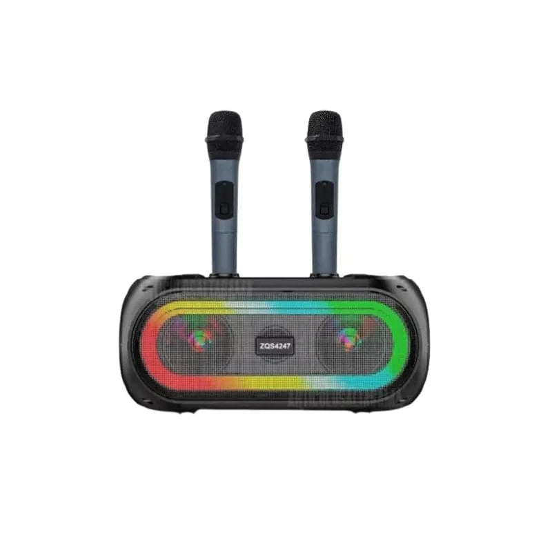 Parlante portátil bluetooth 16w + 2 micrófonos inalámbricos