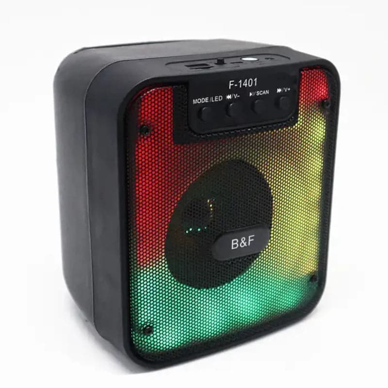 Parlante portátil recargable con bluetooth, Aux, USB y luces led 10w