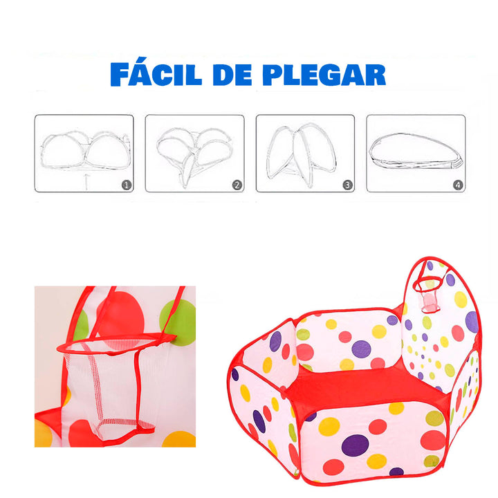 Piscina De Pelotas Infantil Plegable Corral Aro Baloncesto 666A