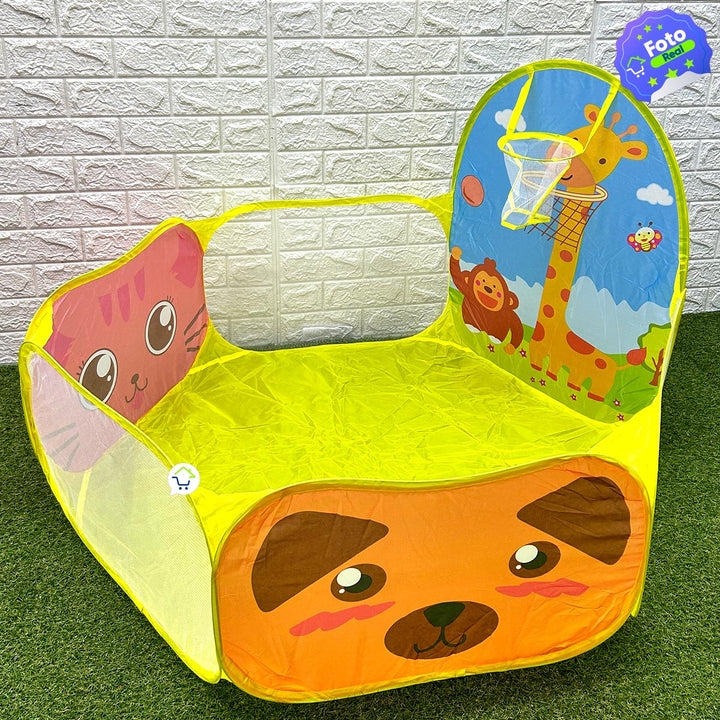 Piscina De Pelotas Infantil Plegable Corral Aro Baloncesto 666A