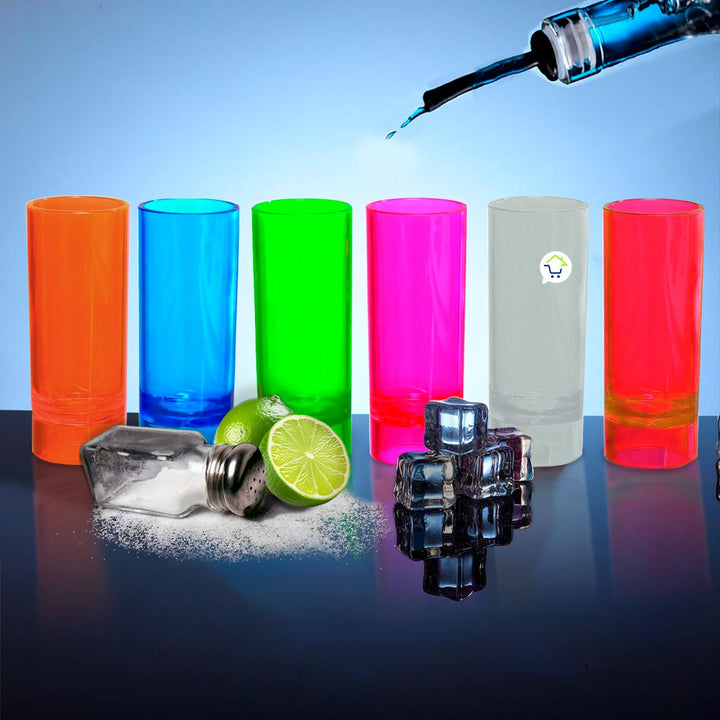 Copas Tequileras x6 Shots Colores Neón Reutilizables 20NZ