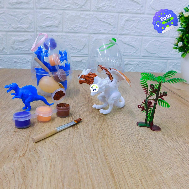 Set x2 Huevos Figuras Juguete Dinosaurio Para Pintar Didáctico 52511