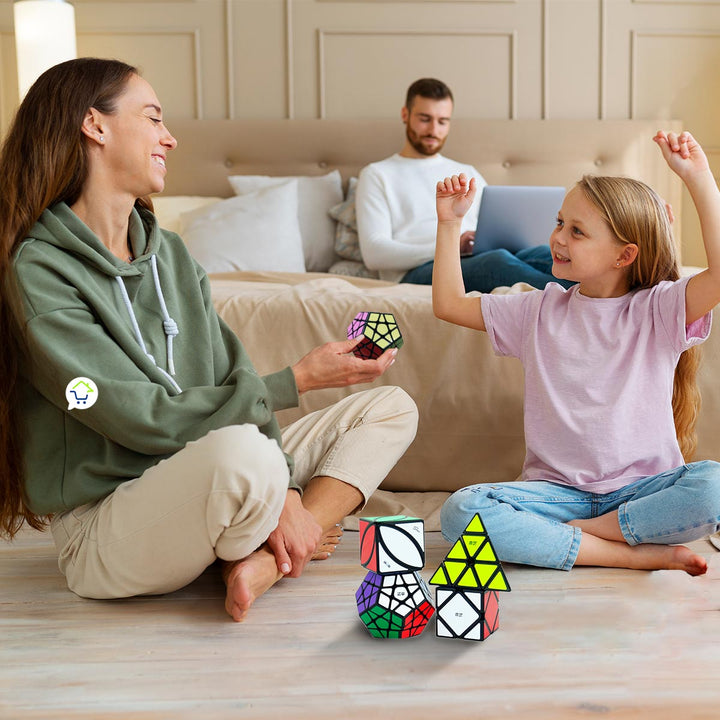 Set x4 Cubo Rubik 3D Puzzle Didáctico Rompecabezas 🧩 EQY527