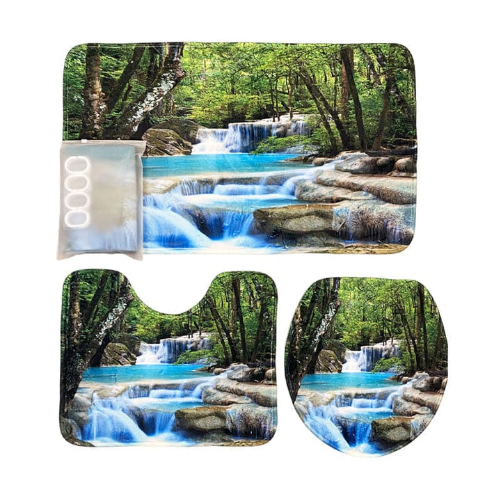 Set De Baño 3 Piezas + Cortina Impermeable