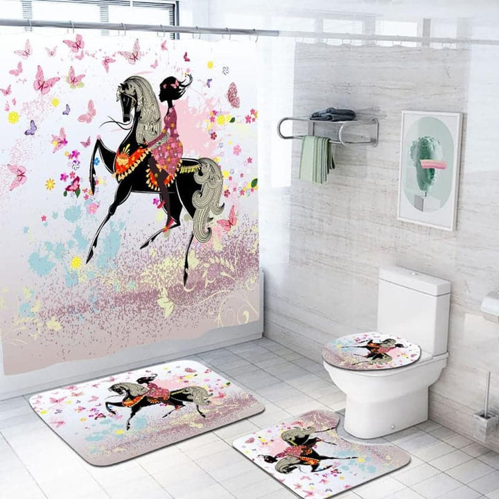 Set De Baño 3 Piezas + Cortina Impermeable