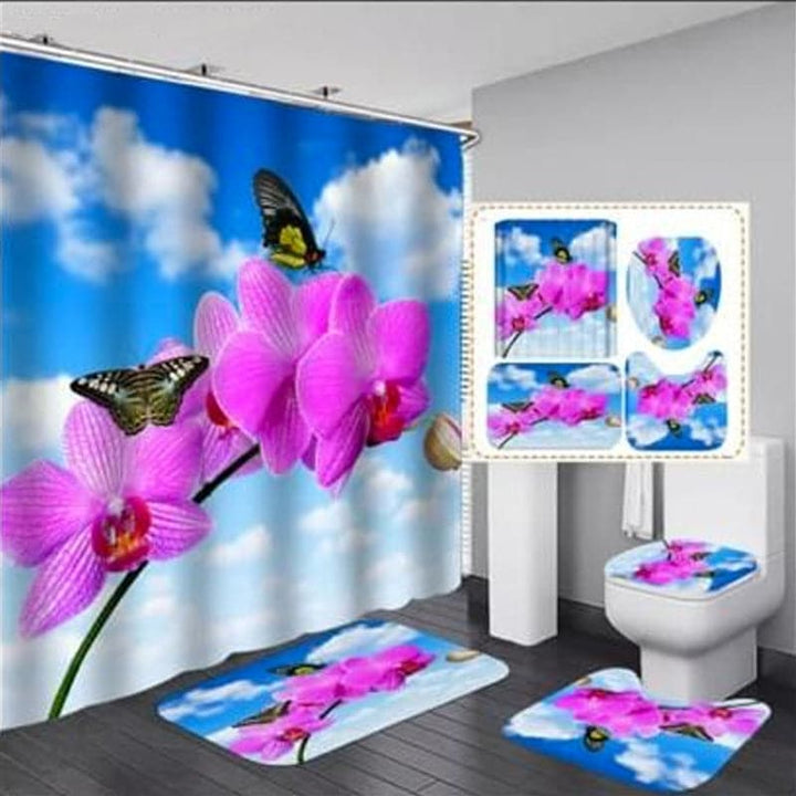 Set De Baño 3 Piezas + Cortina Impermeable