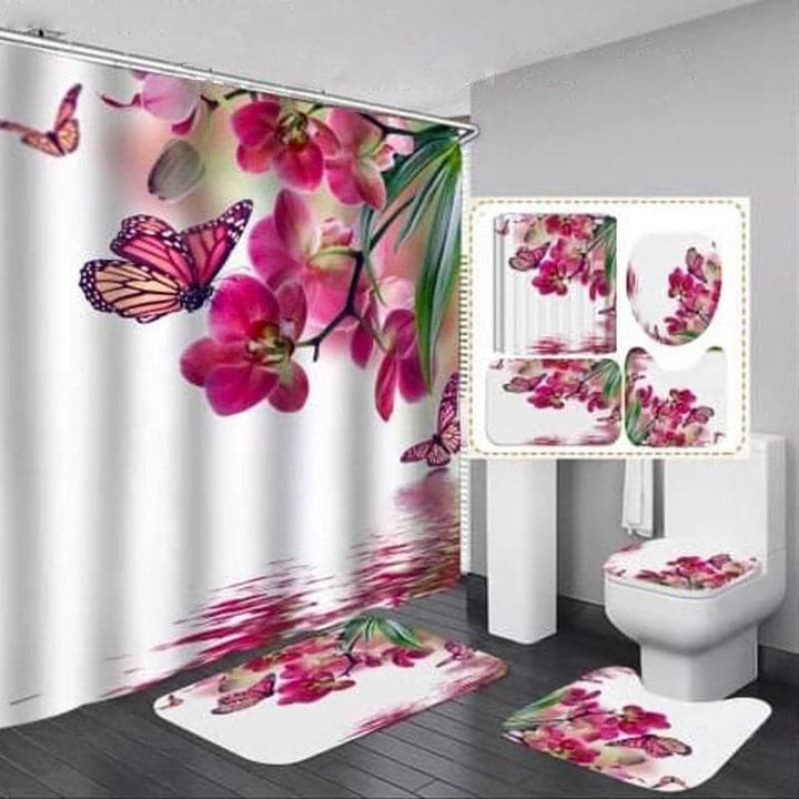 Set De Baño 3 Piezas + Cortina Impermeable