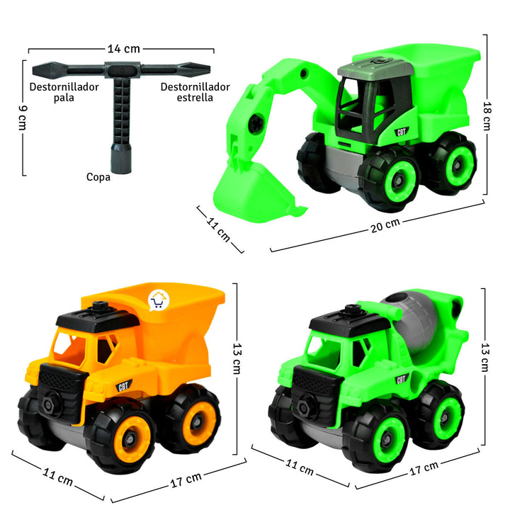 Set X3 Construcción Excavadora Volqueta Mezcladora Juguetes Niños STPF11