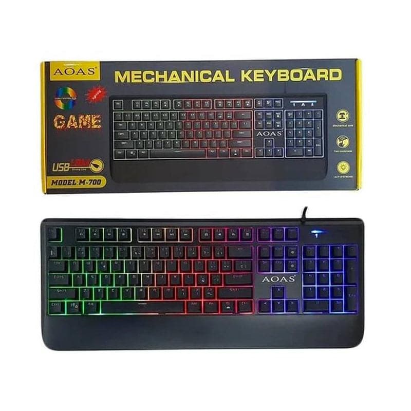Teclado Con Luces Led Efecto Mecánico Mechanical Keyboard M-700 AOAS