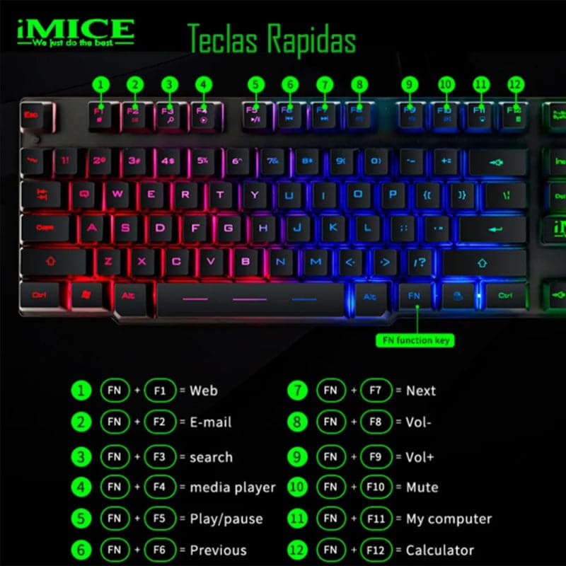 Teclado Y Mouse Gamer Con Luces Led Imice KM680