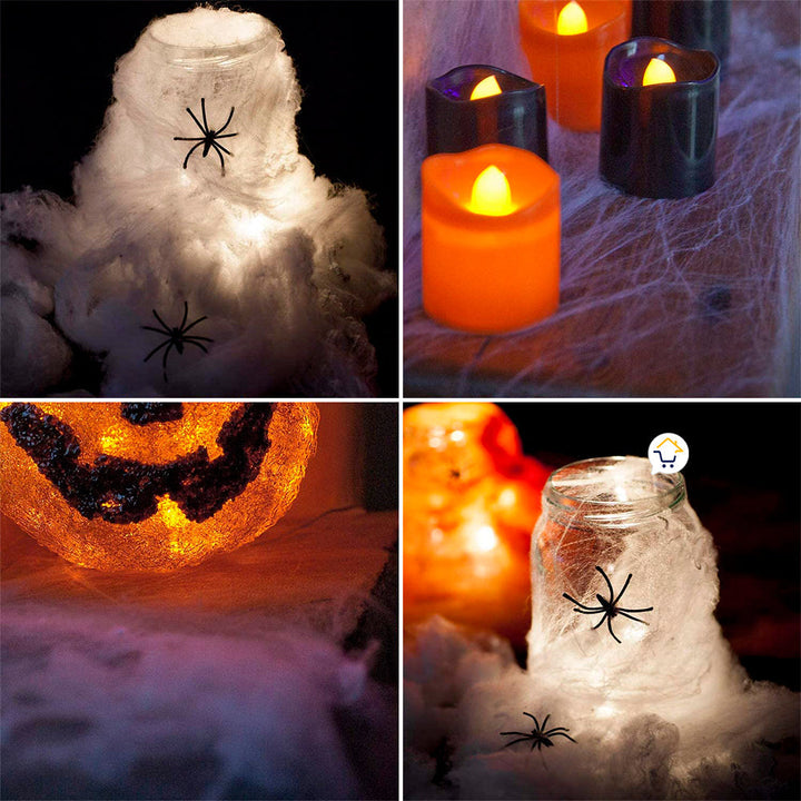 Telaraña Decorativa x6 Arañas Fiesta Disfraces Halloween 4016