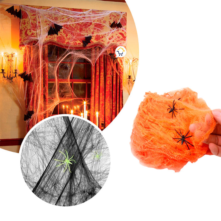 Telaraña Decorativa x6 Arañas Fiesta Disfraces Halloween 4016
