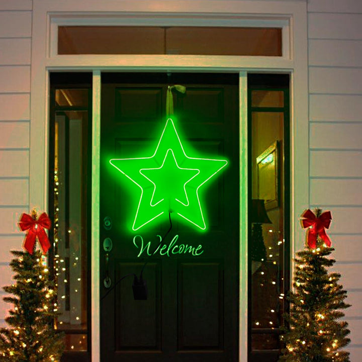Estrella Luz Neón 5 Puntas Ventana Puerta Navidad 2202