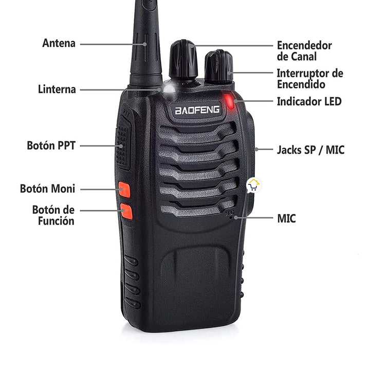 Walkie Talkies Recargables 16 Canales Base Radio Teléfono BF-777S