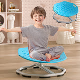 1 silla giratoria de sensaciones para jóvenes - Asiento redondo azul y gris con base metálica antideslizante, mejora la coordinación física, ideal para niños, no requiere electricidad, construcción metálica y plástica.