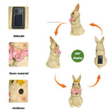 Escultura de Conejo Solar con Luz - Impermeable, Artesanía de Resina con Corona de Flores Rosas para Jardín, Patio y Decoración de Césped - Ideal para el Día de la Madre, Navidad, Acción de Gracias, Regalos de Pascua, Accesorios de Conejo