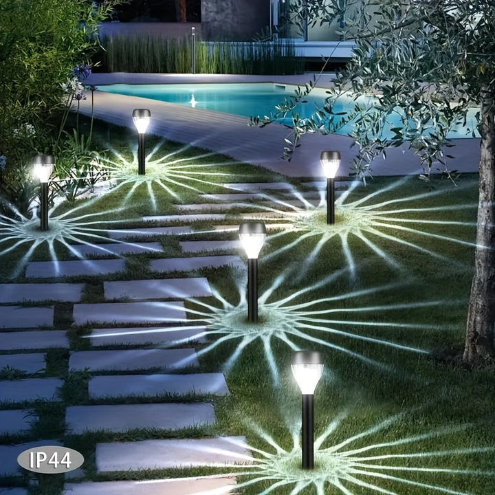 8/10 piezas de luz de proyección solar LED SolarFlare, patrón de cascada ovalada, superficie pulida, control de interruptor, panel solar, batería de níquel, iluminación de patio no extraíble, para jardín, patio, sendero, paisaje de césped