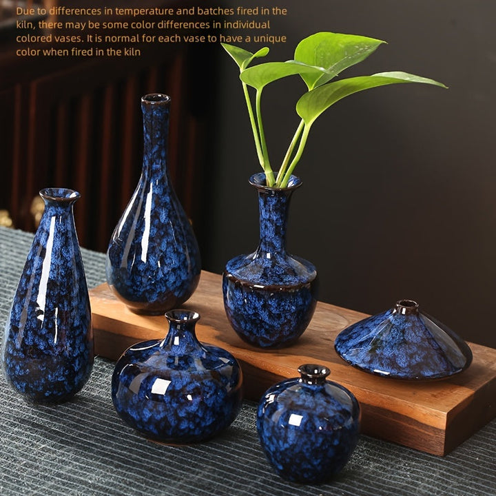 Juego de 6 floreros de cerámica estilo Art Deco, diseño moderno y minimalista con esmalte de horno cambiante, patrón de nubes, decoración para sala y dormitorio, bien empacados