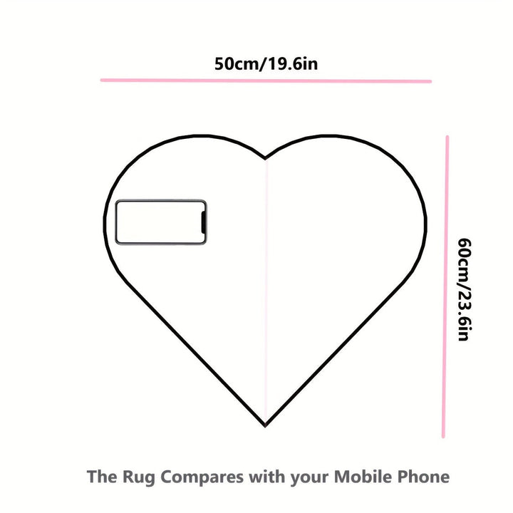 Alfombra de pelo largo en forma de corazón, 1 pieza, felpuda para sala, dormitorio o sofá, tapete mullido, 50x60 cm/19.68x23.62 pulgadas