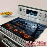 1pc Alfombrilla para Estufa de Halloween - Escena Espeluznante de Cementerio con Calabazas Iluminadas, Noche de Luna Llena - Compatible con Cocinas a Gas/Inducción, Lavadoras y Secadoras - Protector Fácil de Limpiar - Decoración Perfecta para Fiestas Tem