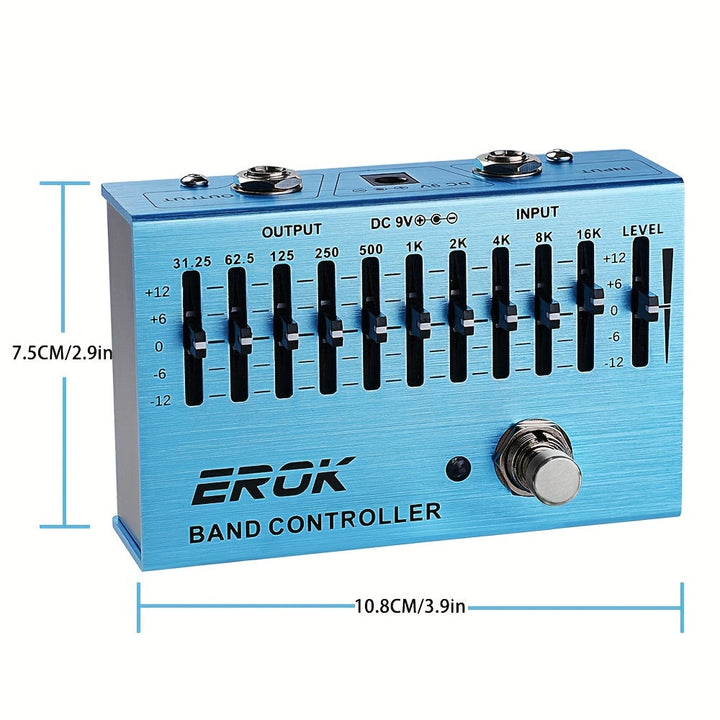 Pedal de EQ de 10 Bandas Premium para Guitarra y Bajo - True Bypass, Volumen Ajustable, Carcasa de Aluminio Duradera, Cubre de 31.25Hz a 16kHz
