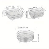 Conjunto de 1 pieza/3 piezas de Accesorios para Freidora de Aire de Acero Inoxidable para Camping al Aire Libre, Rejilla Multifuncional para Microondas, Parrilla Rectangular Duradera Antiadherente, Apilable, Adecuada para Hornear y Asar, Compatible con l