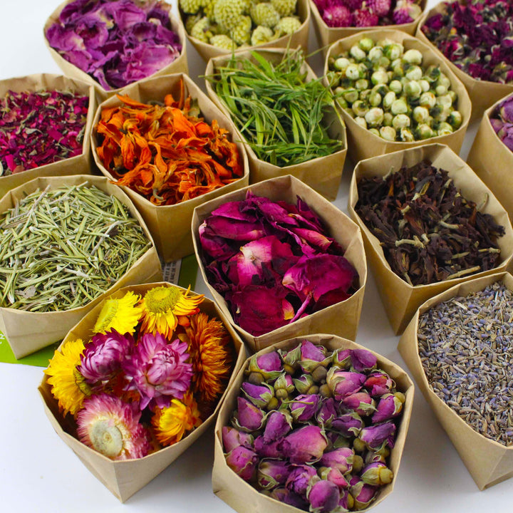 16 Bolsas de Flores Secas - Flores Secas Incluyendo Nomeolvides, Jazmín, Lavanda, Crisantemos, Rosas, Etc., Kit de Brujería, Decoración para el Hogar, Creación de Velas DIY, Creación de Marcos, Creación de Imágenes, Creación de Joyas.