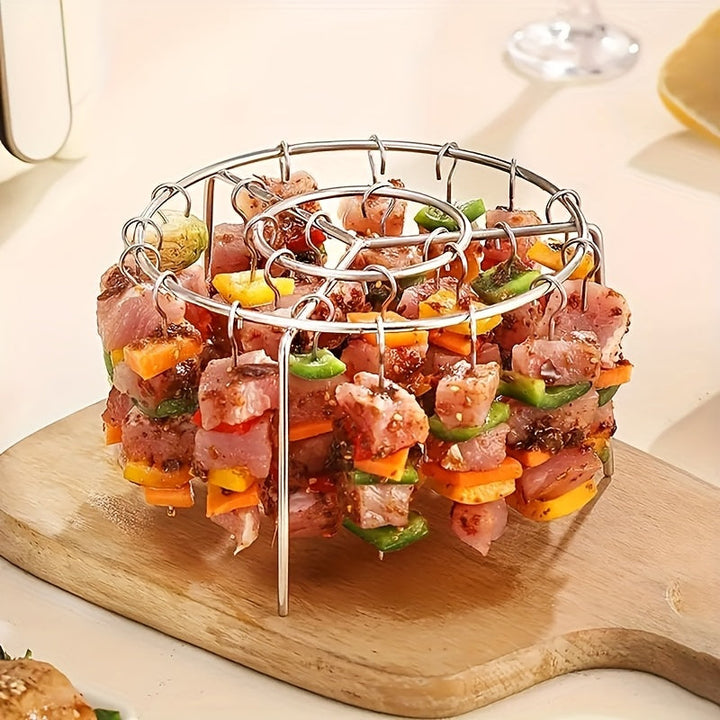 Juego de Parrilla de Acero Inoxidable con 24 Brochetas para Carne y Verduras, Herramientas para Barbacoa, Rejilla para Horno y Vaporera
